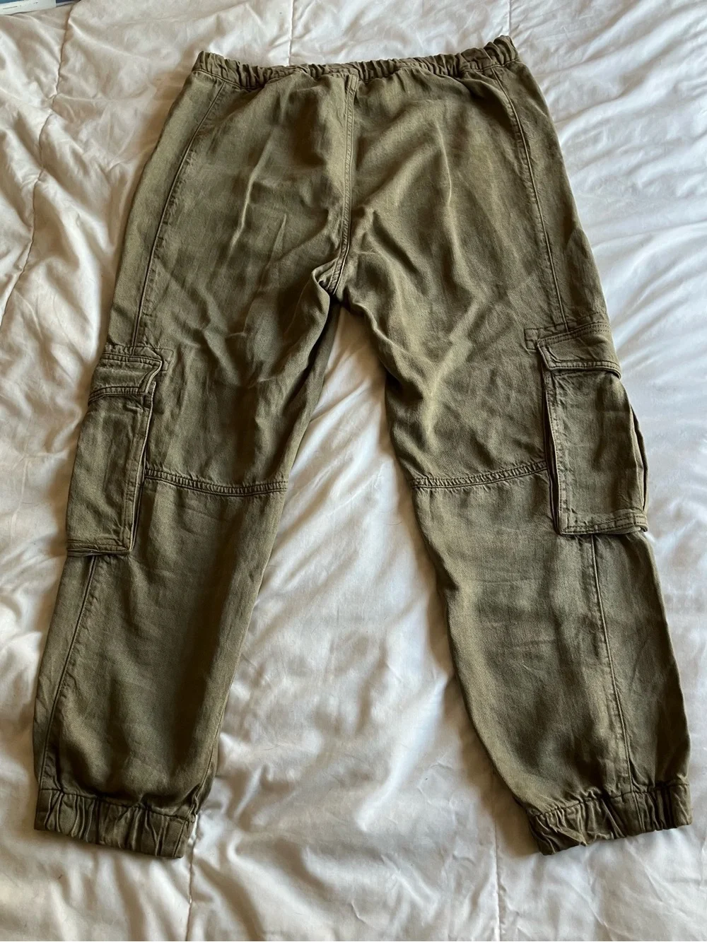 All Saints Frieda Denim Olive Green Cargo Joggers US 8, UK 12, EU 40